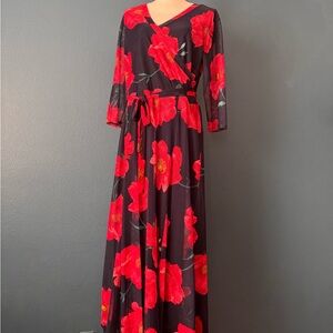 Chic Red Floral Maxi Dress